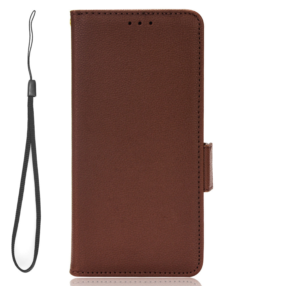 For vivo S16e 5G / V27e 4G Wallet Flip Case PU Leather Litchi Texture Stand Phone Cover with Strap