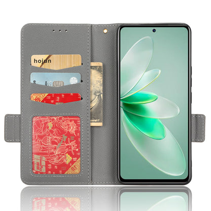 For vivo S16e 5G / V27e 4G Wallet Flip Case PU Leather Litchi Texture Stand Phone Cover with Strap