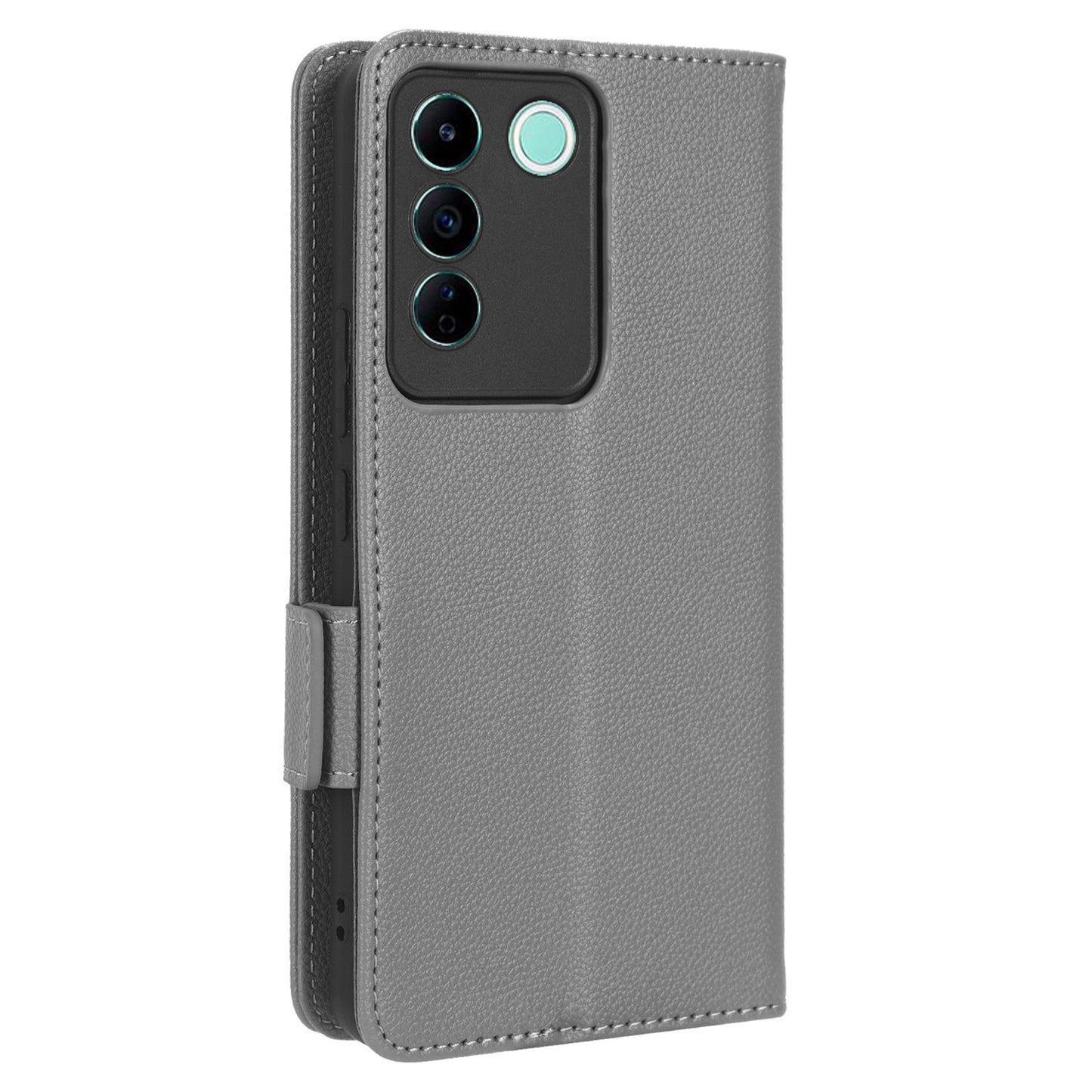 For vivo S16e 5G / V27e 4G Wallet Flip Case PU Leather Litchi Texture Stand Phone Cover with Strap