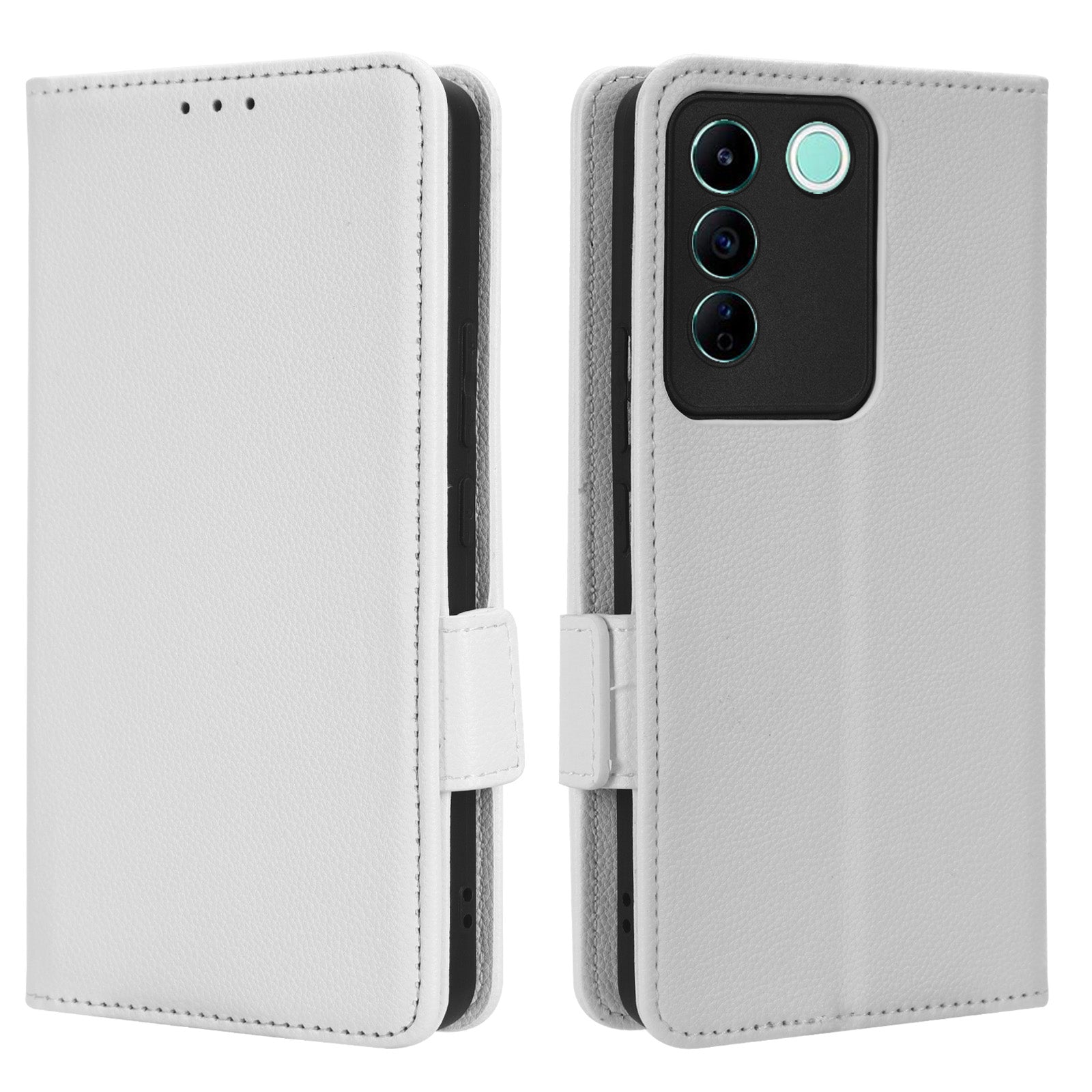 For vivo S16e 5G / V27e 4G Wallet Flip Case PU Leather Litchi Texture Stand Phone Cover with Strap