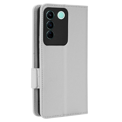 For vivo S16e 5G / V27e 4G Wallet Flip Case PU Leather Litchi Texture Stand Phone Cover with Strap