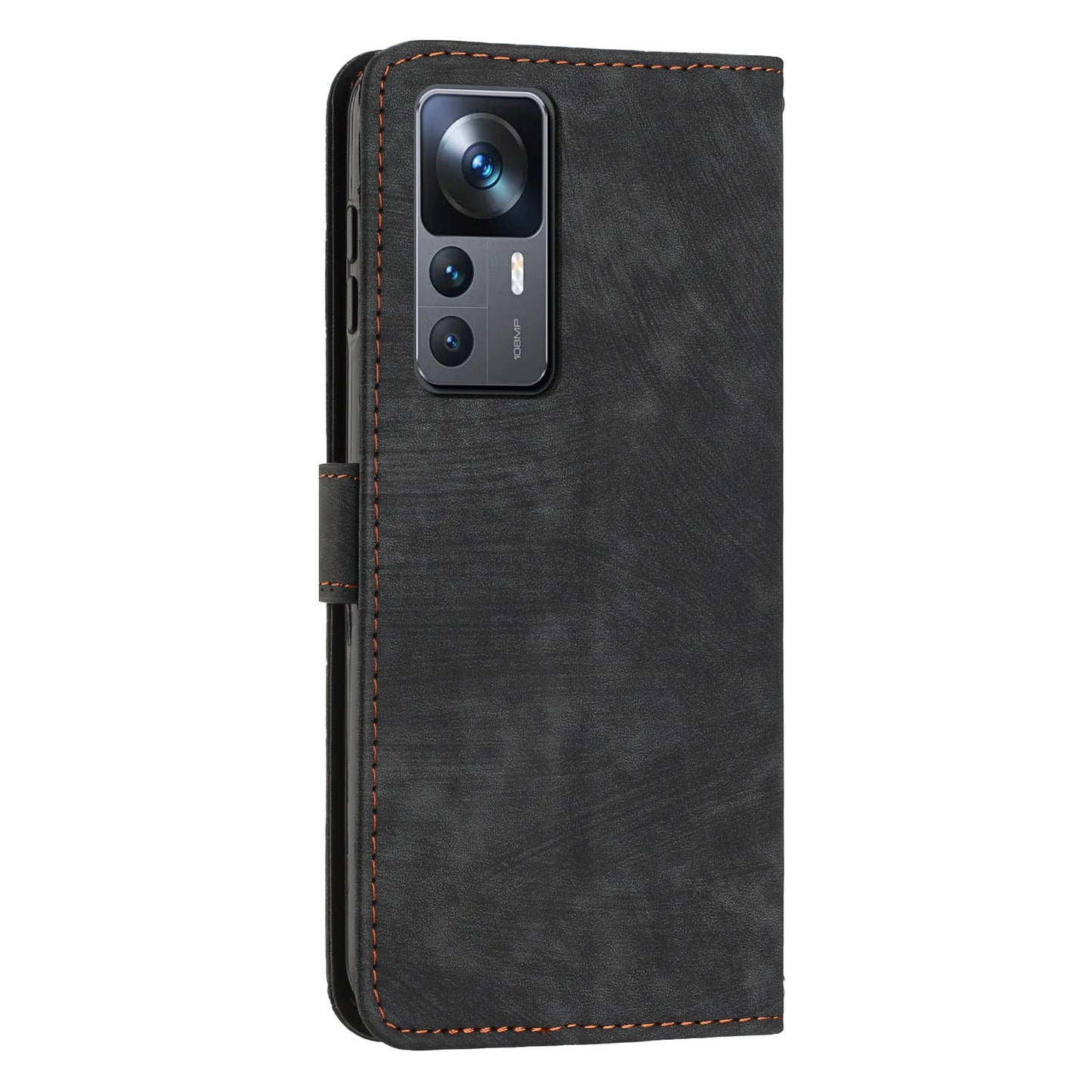 For Xiaomi 12T 5G / 12T Pro 5G / Redmi K50 Ultra 5G Lines Imprint Anti-drop Phone Case Skin-touch Leather Wallet Cover with Stand