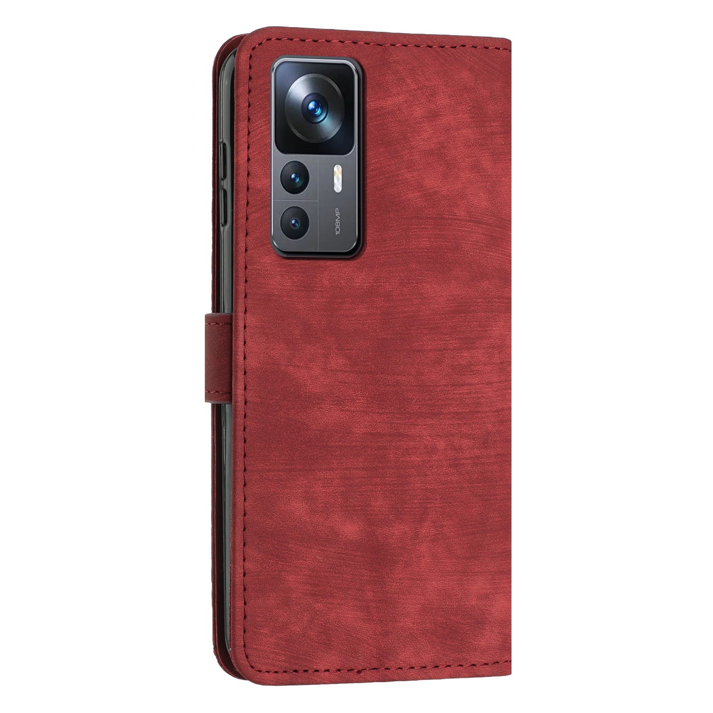 For Xiaomi 12T 5G / 12T Pro 5G / Redmi K50 Ultra 5G Lines Imprint Anti-drop Phone Case Skin-touch Leather Wallet Cover with Stand