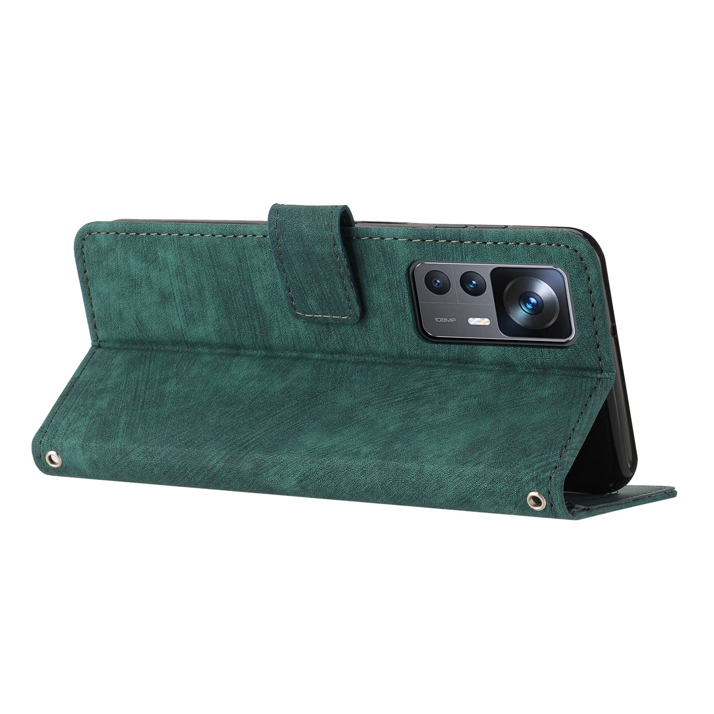 For Xiaomi 12T 5G / 12T Pro 5G / Redmi K50 Ultra 5G Lines Imprint Anti-drop Phone Case Skin-touch Leather Wallet Cover with Stand