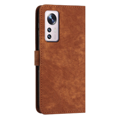 or Xiaomi 12 Lite 5G Skin-touch Lines Imprint Phone Case Leather Wallet Flip Stand Mobile Cover