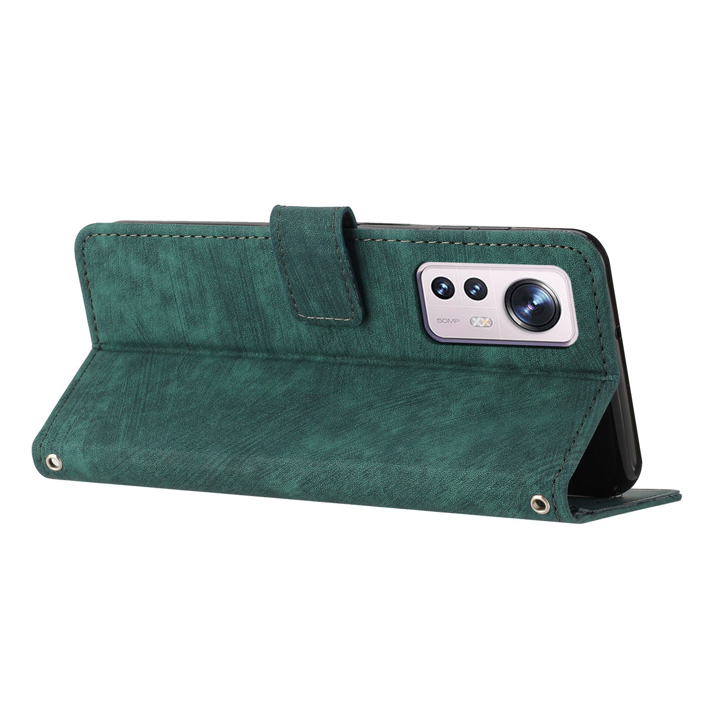 or Xiaomi 12 Lite 5G Skin-touch Lines Imprint Phone Case Leather Wallet Flip Stand Mobile Cover