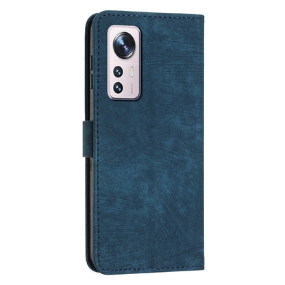 or Xiaomi 12 Lite 5G Skin-touch Lines Imprint Phone Case Leather Wallet Flip Stand Mobile Cover
