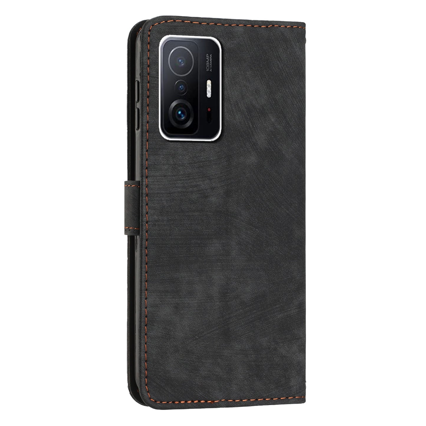 For Xiaomi 11T Pro 5G / 11T 5G Skin-touch Leather Wallet Full Protection Shell Lines Imprint Flip Stand Phone Case