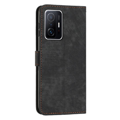 For Xiaomi 11T Pro 5G / 11T 5G Skin-touch Leather Wallet Full Protection Shell Lines Imprint Flip Stand Phone Case