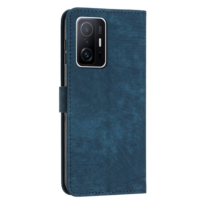 For Xiaomi 11T Pro 5G / 11T 5G Skin-touch Leather Wallet Full Protection Shell Lines Imprint Flip Stand Phone Case