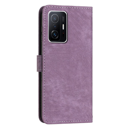 For Xiaomi 11T Pro 5G / 11T 5G Skin-touch Leather Wallet Full Protection Shell Lines Imprint Flip Stand Phone Case