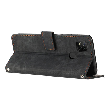 For Xiaomi Poco C31 / Redmi 10A / 9C / 9C NFC Lines Imprint Phone Case Leather Wallet Stand Drop-proof Cover