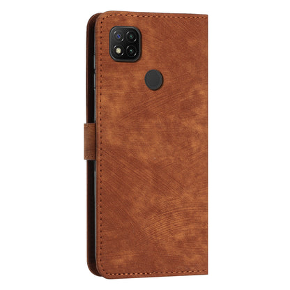 For Xiaomi Poco C31 / Redmi 10A / 9C / 9C NFC Lines Imprint Phone Case Leather Wallet Stand Drop-proof Cover