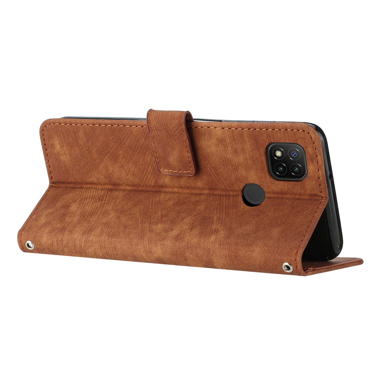 For Xiaomi Poco C31 / Redmi 10A / 9C / 9C NFC Lines Imprint Phone Case Leather Wallet Stand Drop-proof Cover