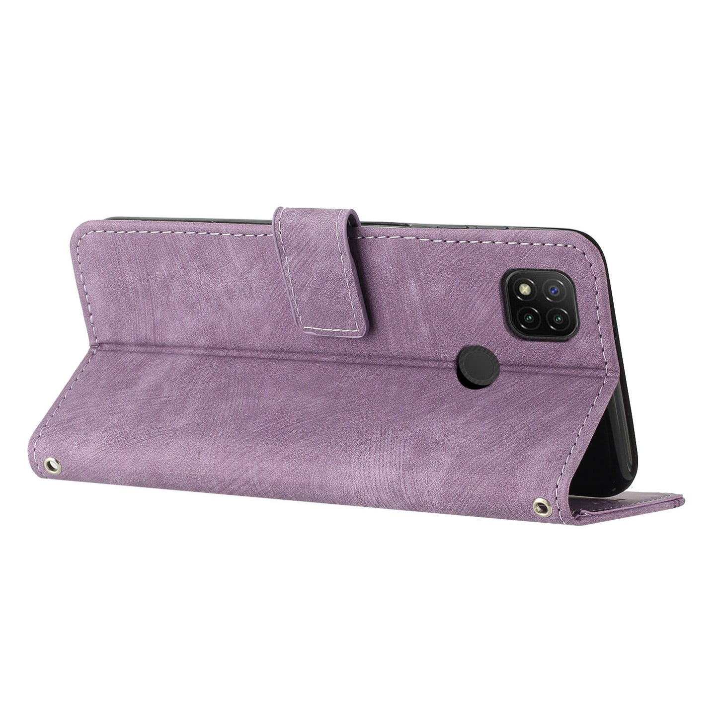 For Xiaomi Poco C31 / Redmi 10A / 9C / 9C NFC Lines Imprint Phone Case Leather Wallet Stand Drop-proof Cover