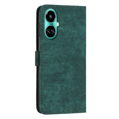PU Leather Folio Flip Case for Tecno Camon 19 4G / 19 Pro 4G / 5G , Lines Imprinted Stand Wallet Phone Cover