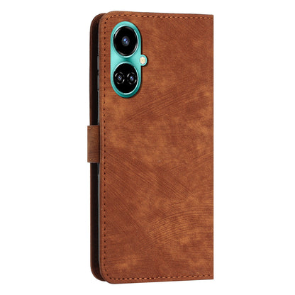 PU Leather Folio Flip Case for Tecno Camon 19 4G / 19 Pro 4G / 5G , Lines Imprinted Stand Wallet Phone Cover