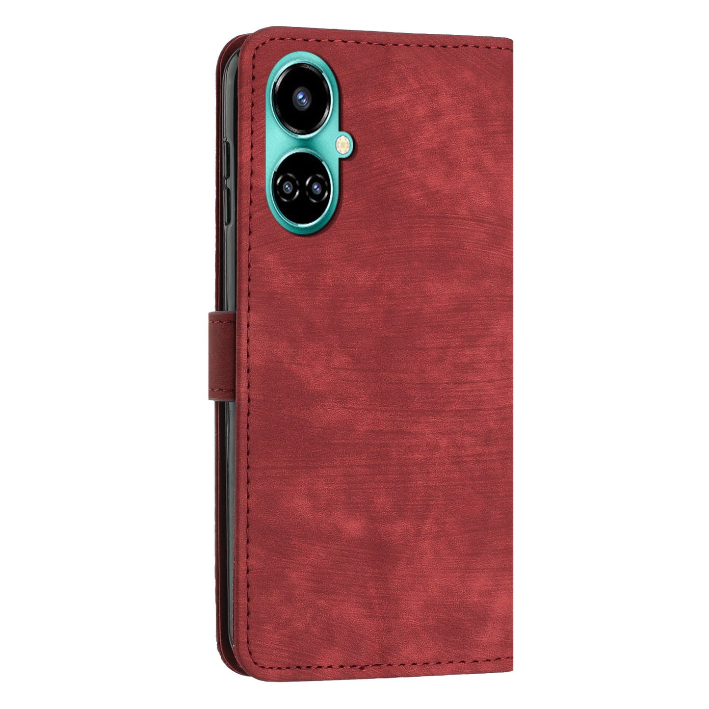 PU Leather Folio Flip Case for Tecno Camon 19 4G / 19 Pro 4G / 5G , Lines Imprinted Stand Wallet Phone Cover