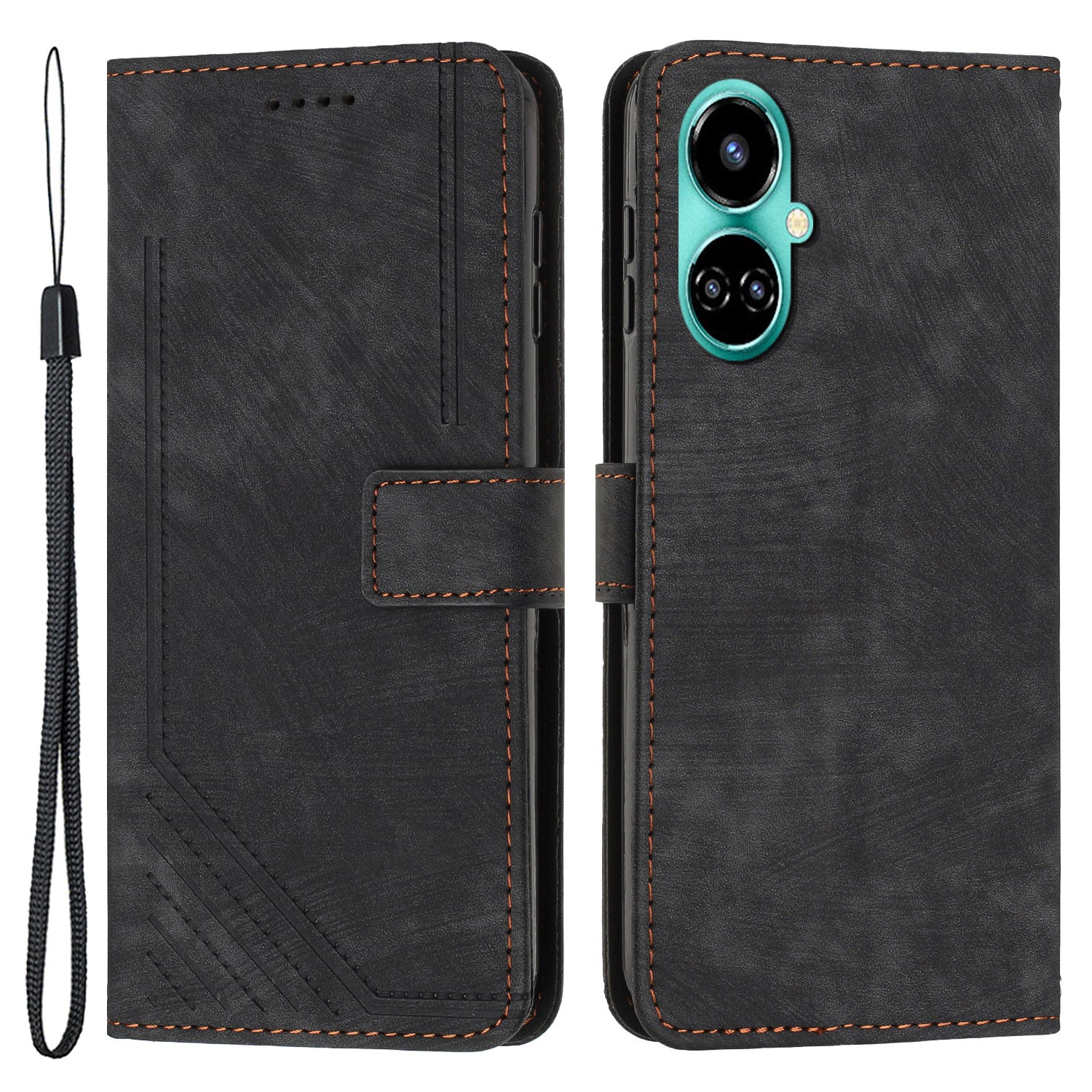 For Tecno Camon 19 4G / 19 Pro 4G / 19 Pro 5G Leather Phone Cover Stand Skin-touch Lines Imprinted Wallet Case