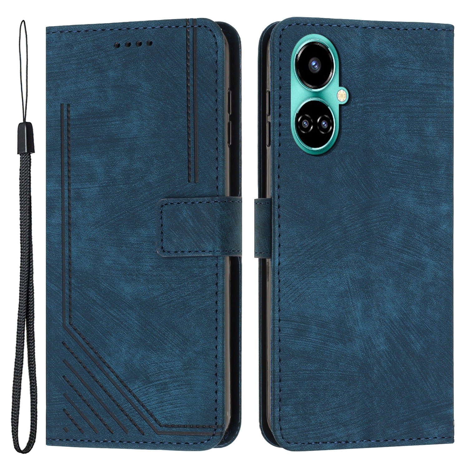 For Tecno Camon 19 4G / 19 Pro 4G / 19 Pro 5G Leather Phone Cover Stand Skin-touch Lines Imprinted Wallet Case