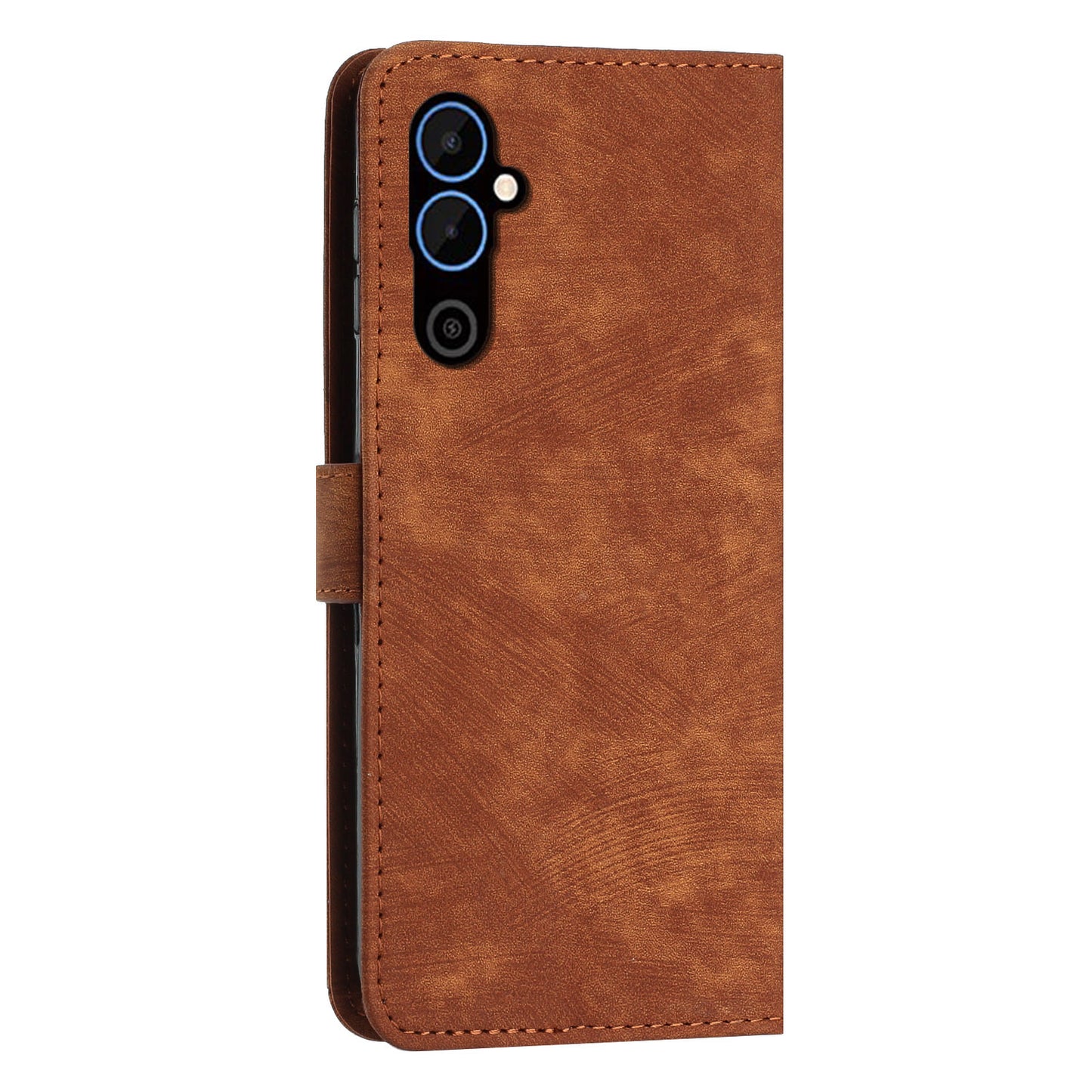For Tecno Pova 4 4G Wallet Stand PU Leather Case Skin-touch Lines Imprinted Phone Cover