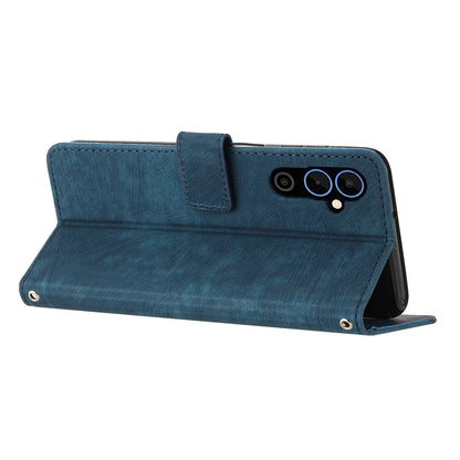 For Tecno Pova 4 4G Wallet Stand PU Leather Case Skin-touch Lines Imprinted Phone Cover