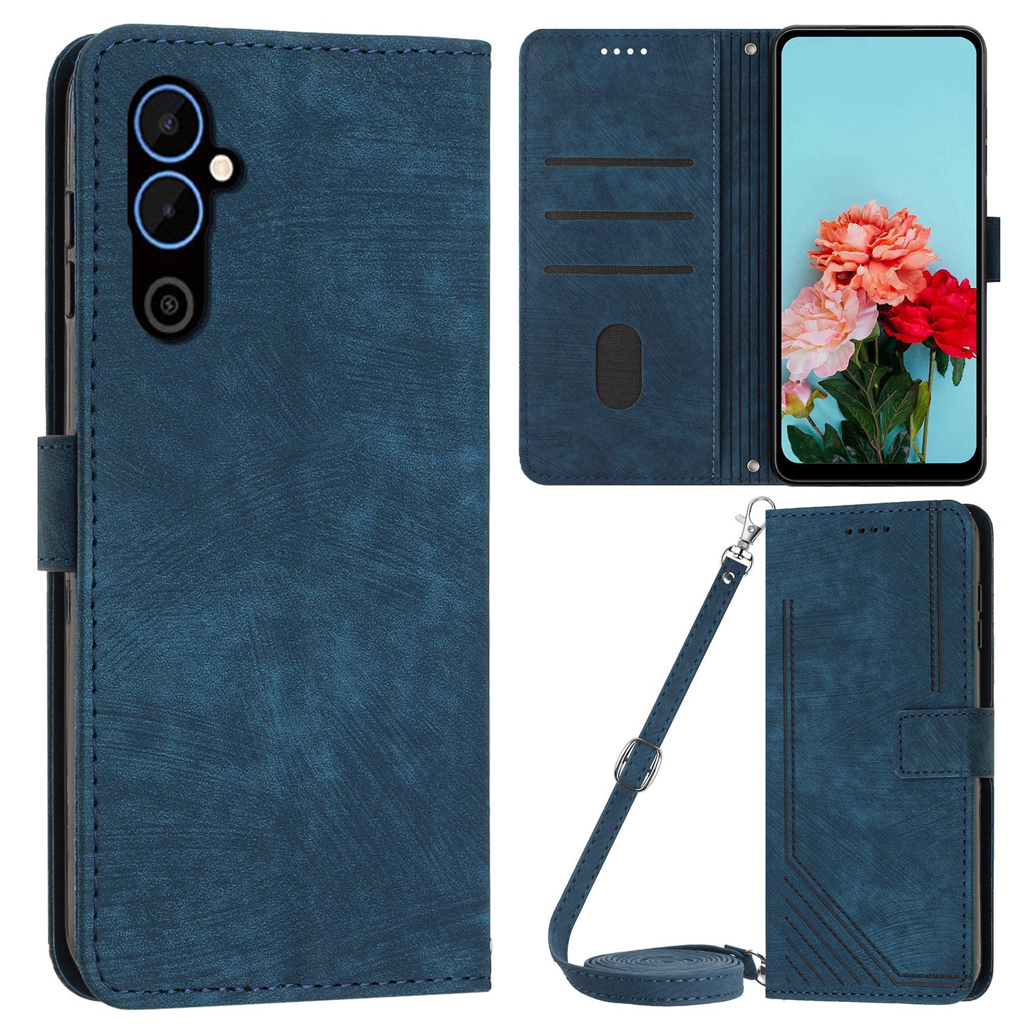 For Tecno Pova 4 4G PU Leather Flip Cell Phone Case Lines Imprinted Stand Wallet Skin-touch Protective Cover