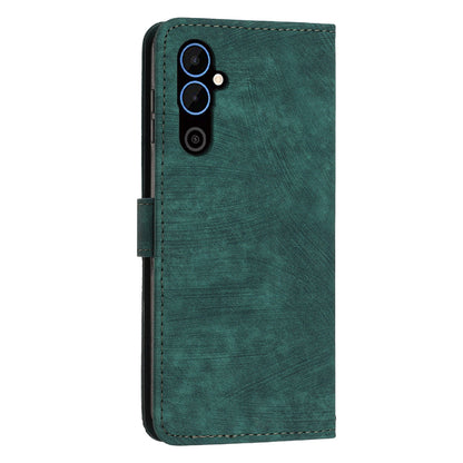 For Tecno Pova 4 4G PU Leather Flip Cell Phone Case Lines Imprinted Stand Wallet Skin-touch Protective Cover