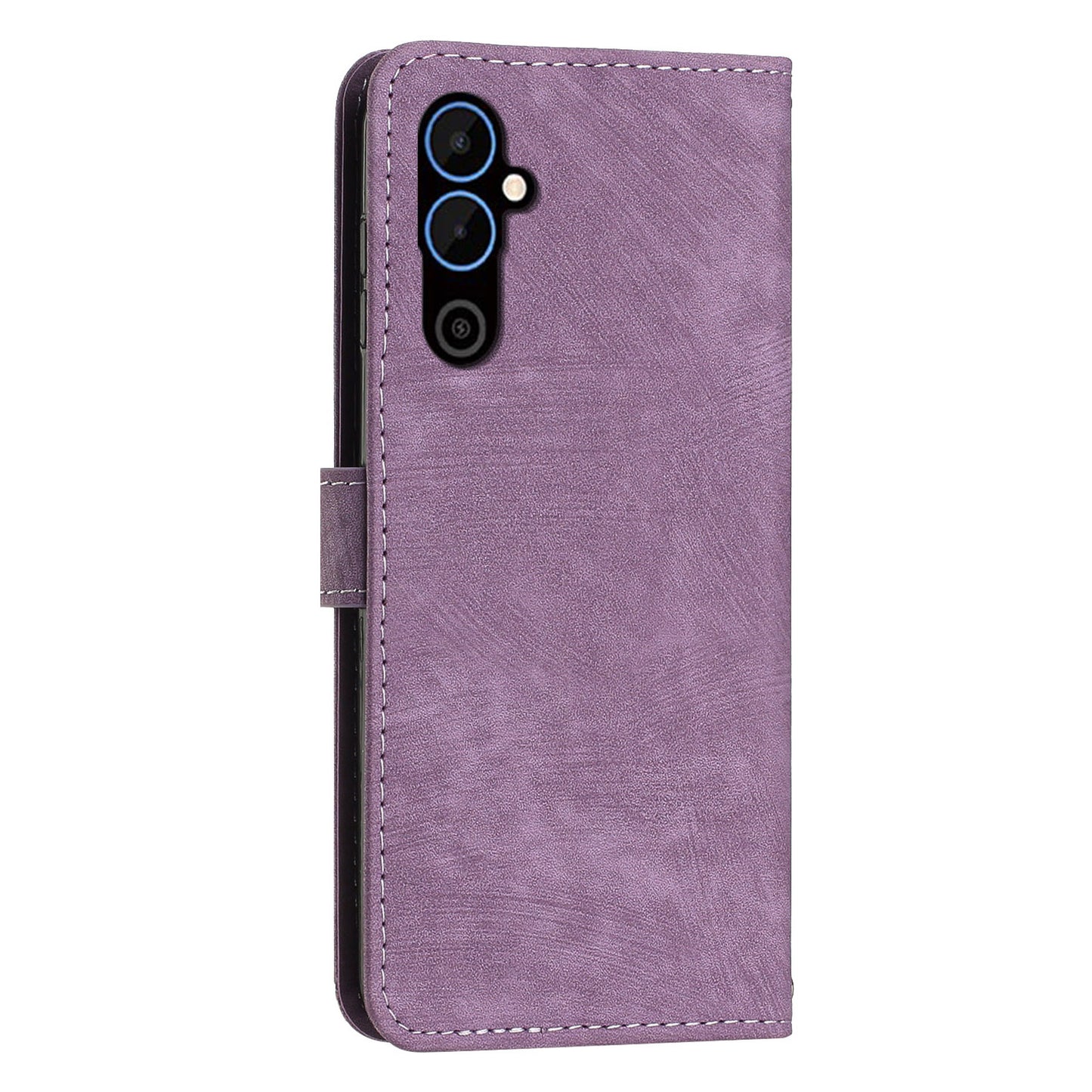 For Tecno Pova 4 4G PU Leather Flip Cell Phone Case Lines Imprinted Stand Wallet Skin-touch Protective Cover