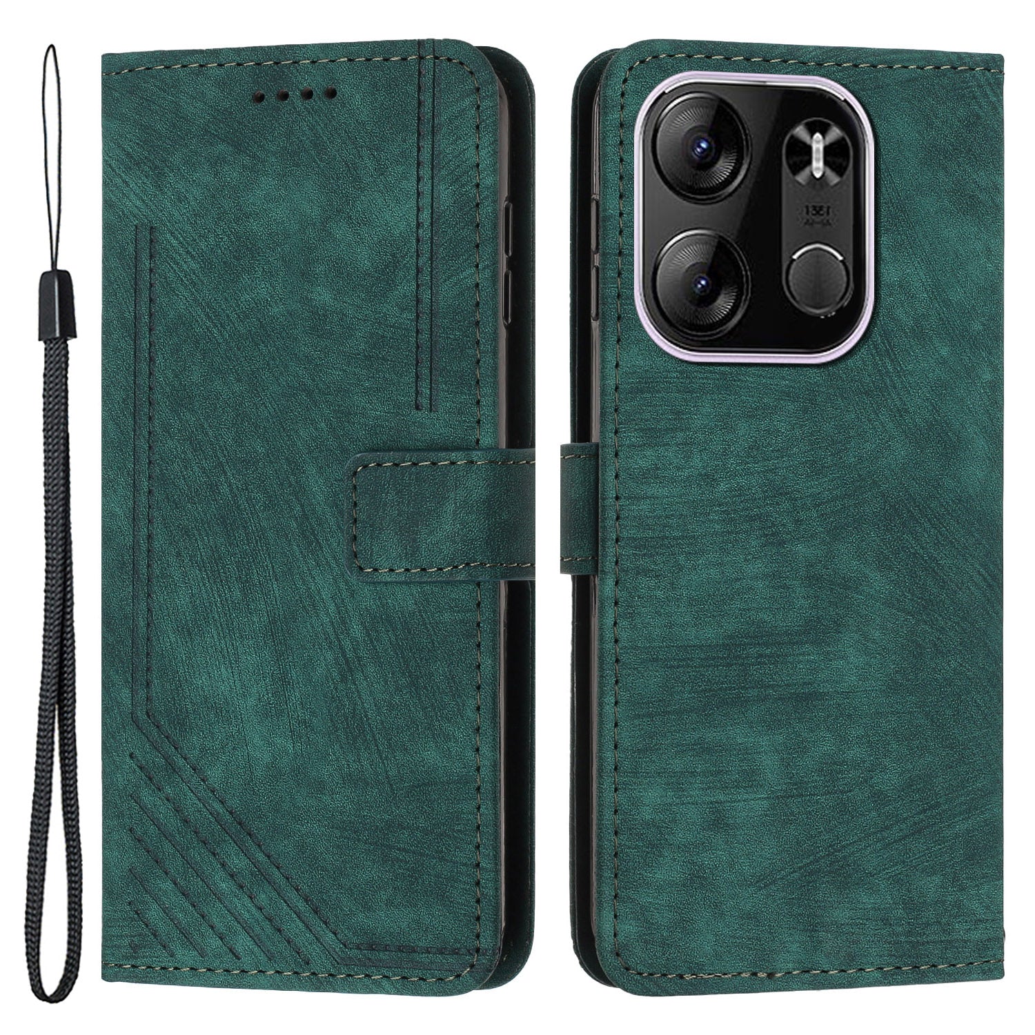 For Tecno Spark Go 2023 4G / Pop 7 Pro 4G / Smart 7 4G X6515 Skin-touch Phone Leather Case Wallet Lines Imprinted Stand Cover