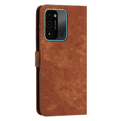 For Tecno Spark Go 2022/8C 4G Skin-touch Wallet Flip Cover Lines Imprinted Stand Phone Leather Case