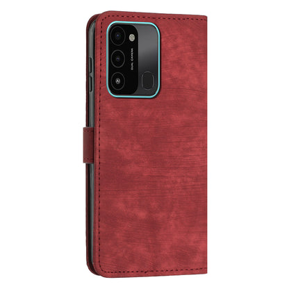 For Tecno Spark Go 2022/8C 4G Skin-touch Wallet Flip Cover Lines Imprinted Stand Phone Leather Case