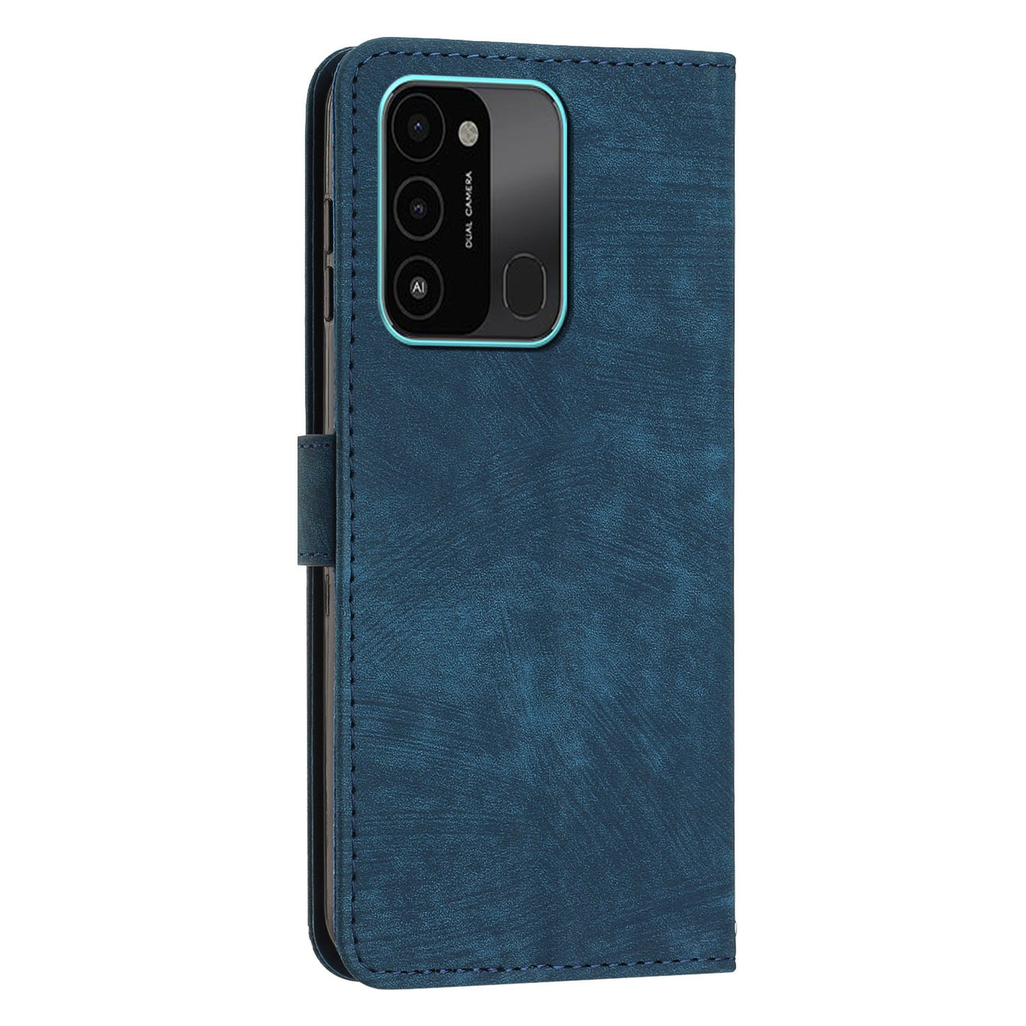 For Tecno Spark Go 2022/8C 4G Skin-touch Wallet Flip Cover Lines Imprinted Stand Phone Leather Case