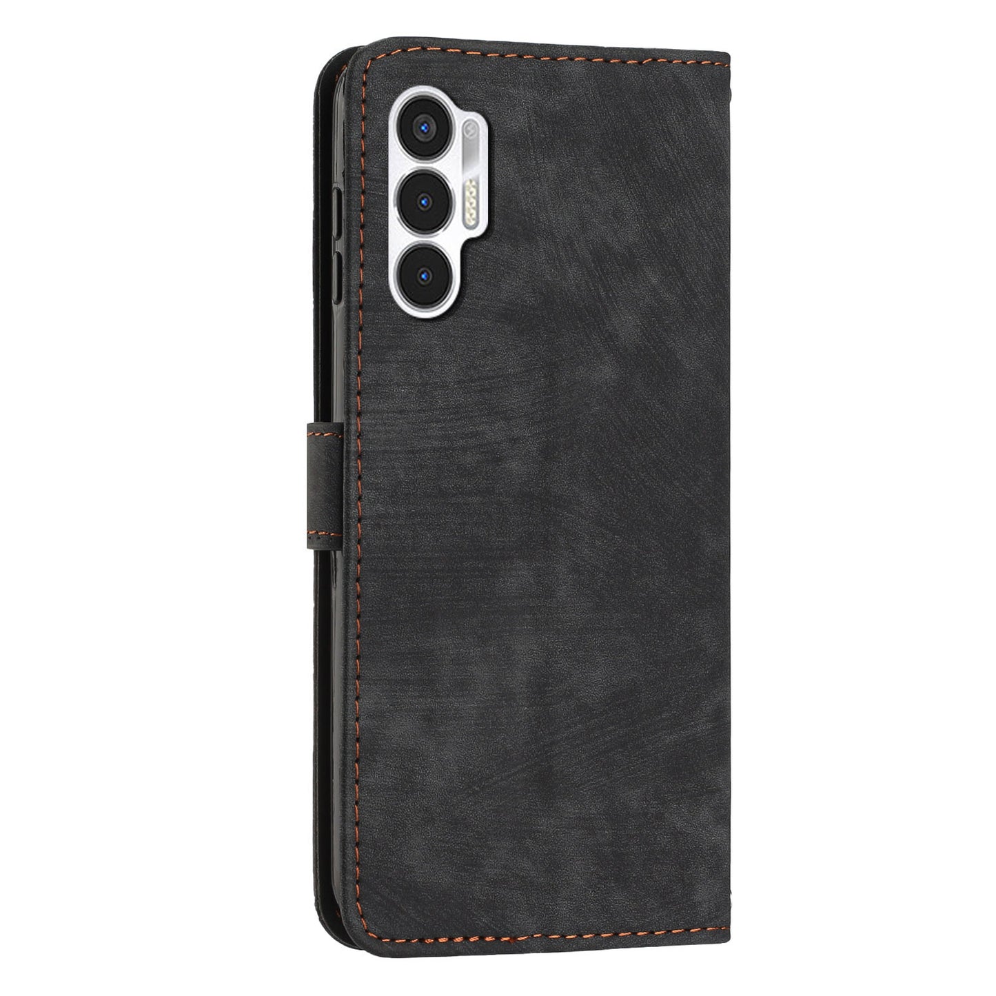 For Tecno Pova 3 4G Flip PU Leather Phone Case Wallet Lines Imprinted Stand Protective Cover