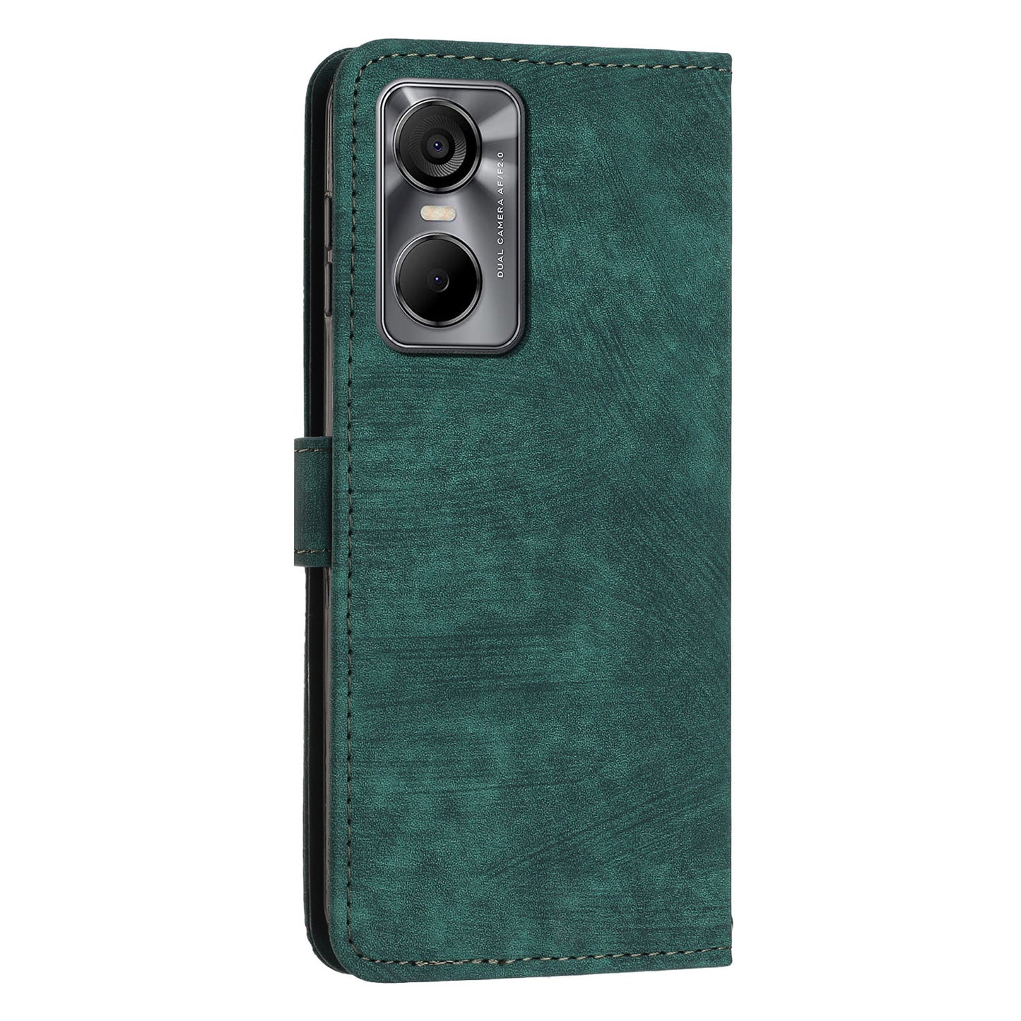 Phone Case for Tecno Pop 6 Pro 4G PU Leather Skin-touch Lines Imprinted Wallet Stand Cover
