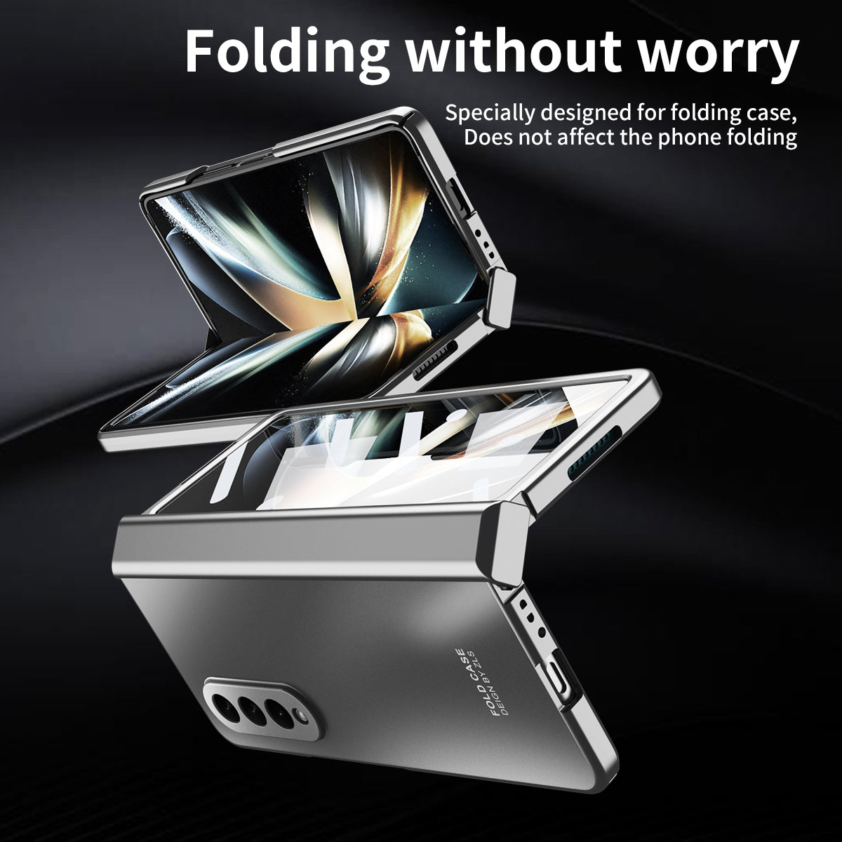 For Samsung Galaxy Z Fold3 5G Hinge Protection Slim Case Hard PC Protective Phone Cover with Built-in Screen Protector