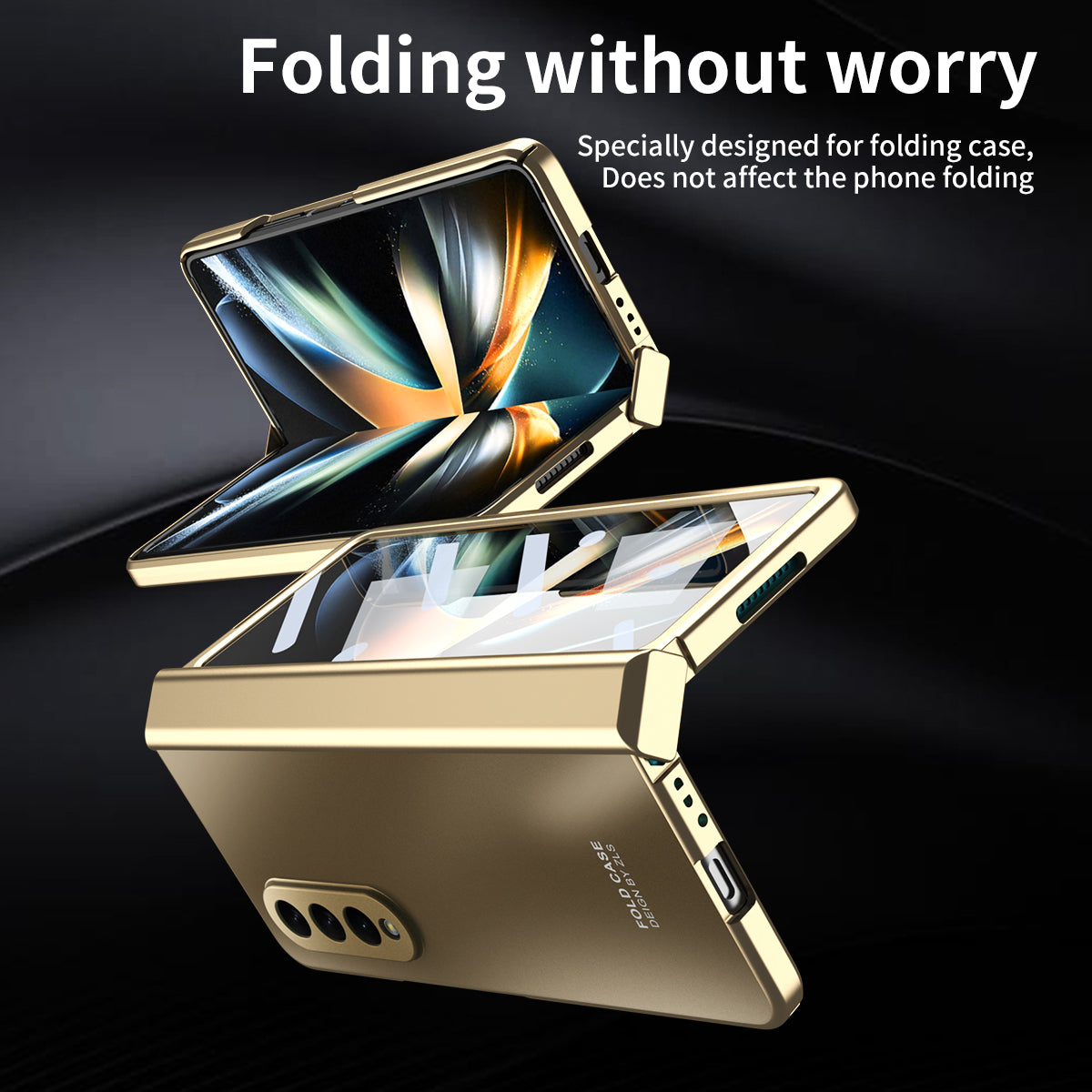 For Samsung Galaxy Z Fold3 5G Hinge Protection Slim Case Hard PC Protective Phone Cover with Built-in Screen Protector