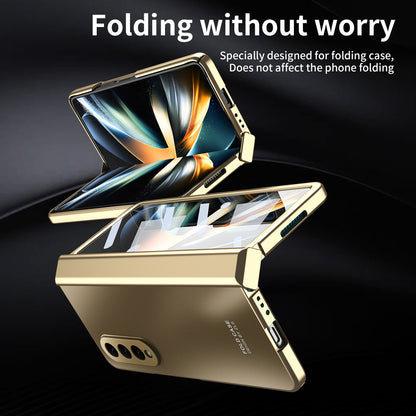 For Samsung Galaxy Z Fold3 5G Hinge Protection Slim Case Hard PC Protective Phone Cover with Built-in Screen Protector
