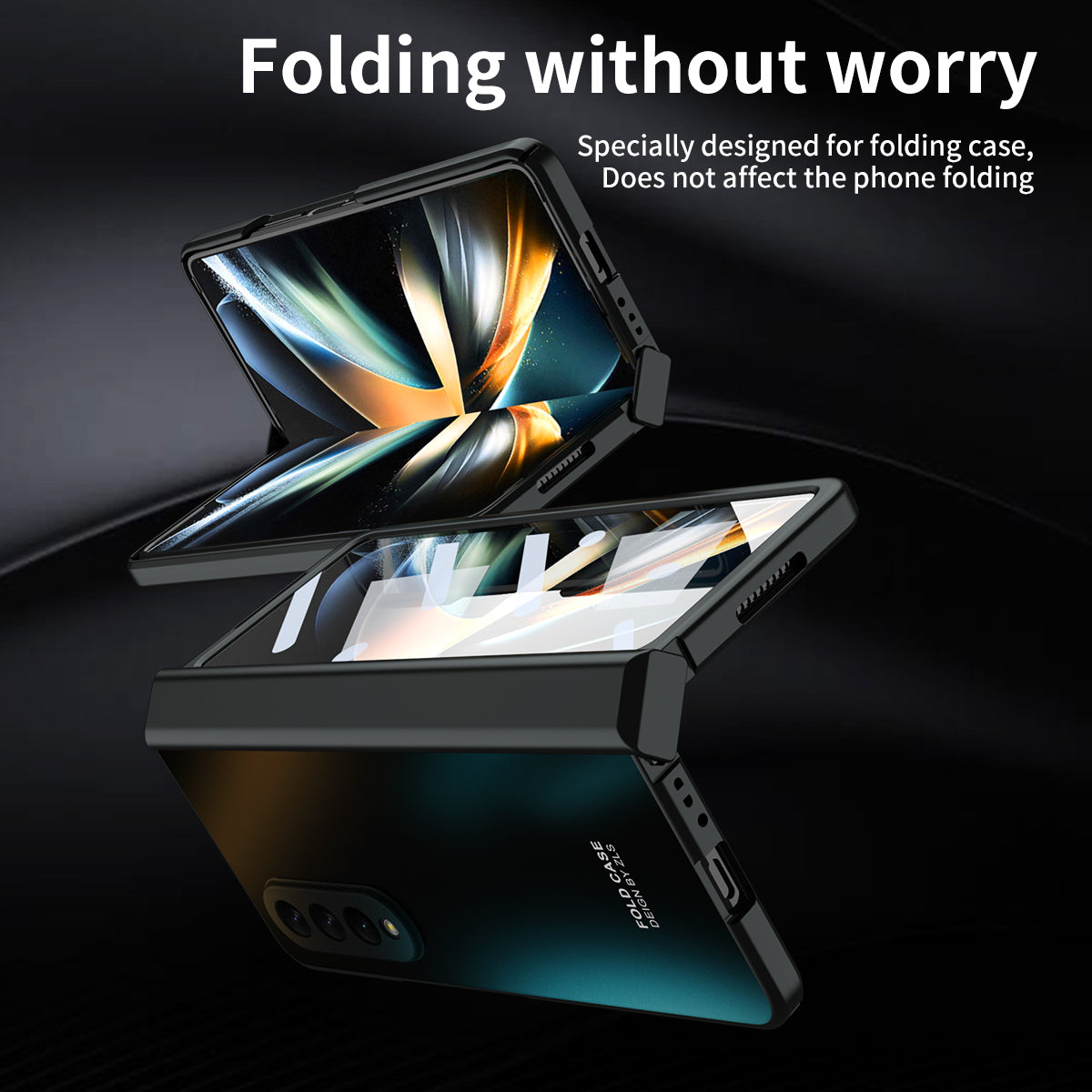 For Samsung Galaxy Z Fold3 5G Hinge Protection Slim Case Hard PC Protective Phone Cover with Built-in Screen Protector