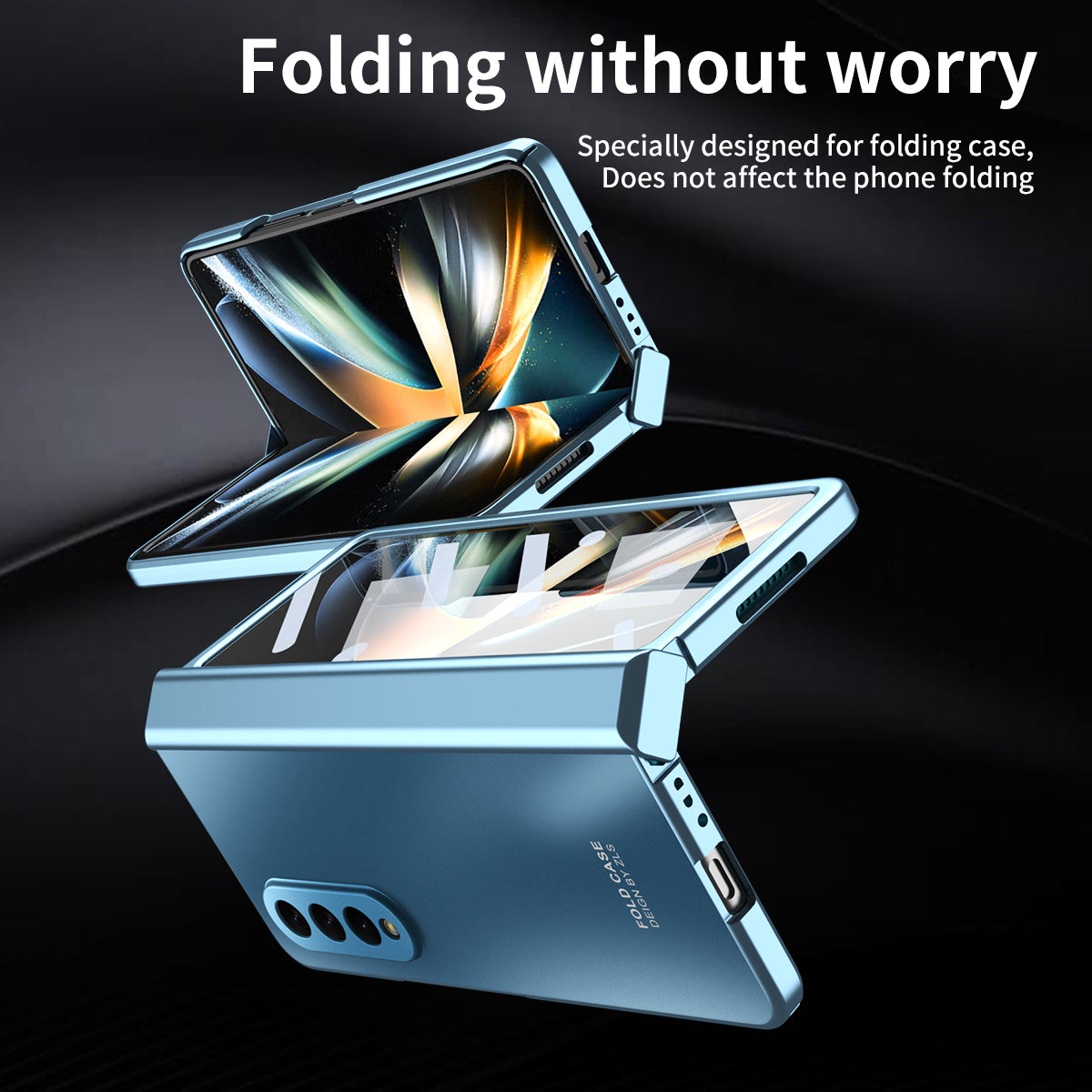 For Samsung Galaxy Z Fold3 5G Hinge Protection Slim Case Hard PC Protective Phone Cover with Built-in Screen Protector