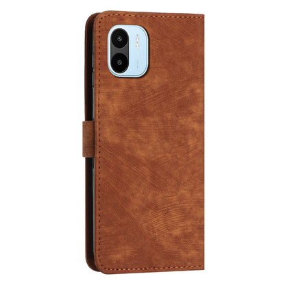 For Xiaomi Redmi A1 4G / A2 4G Skin-touch Leather Phone Case Lines Imprinted Stand Phone Wallet Cover