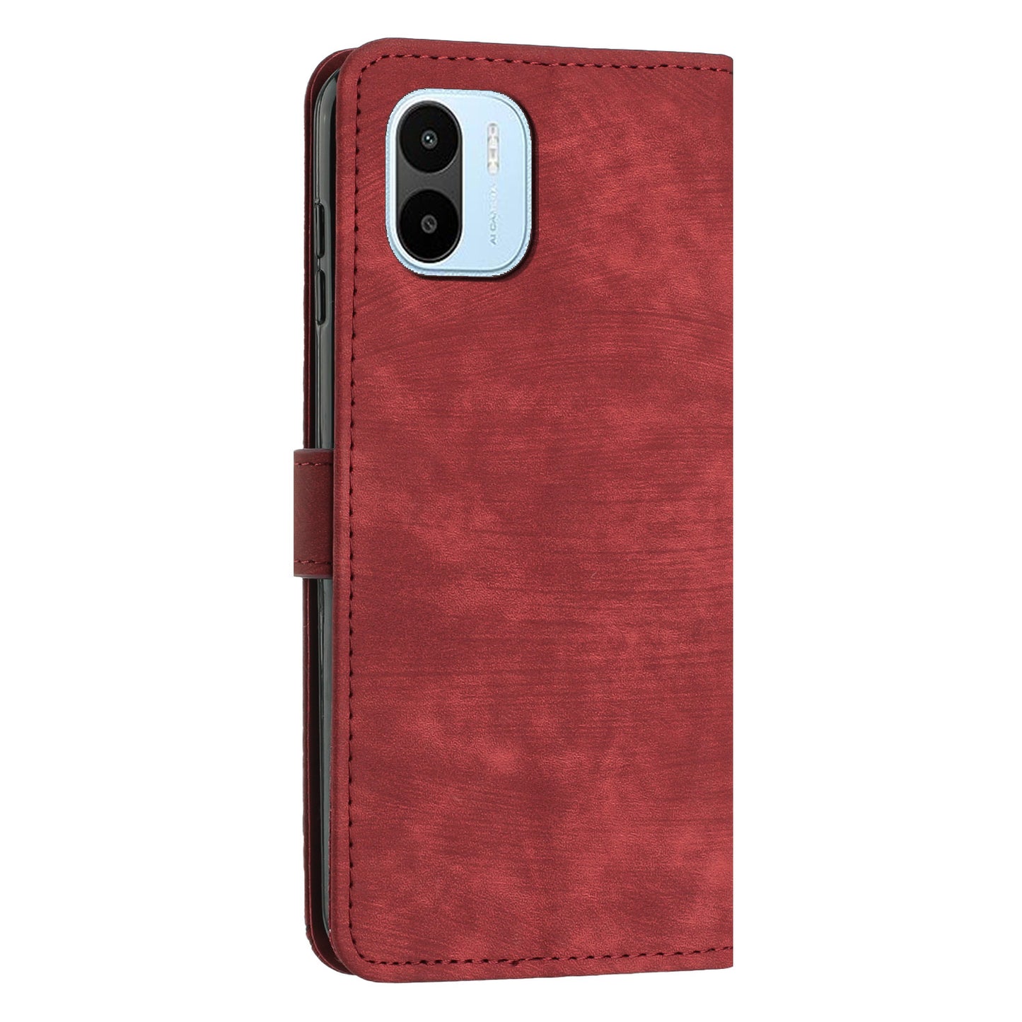 For Xiaomi Redmi A1 4G / A2 4G Skin-touch Leather Phone Case Lines Imprinted Stand Phone Wallet Cover