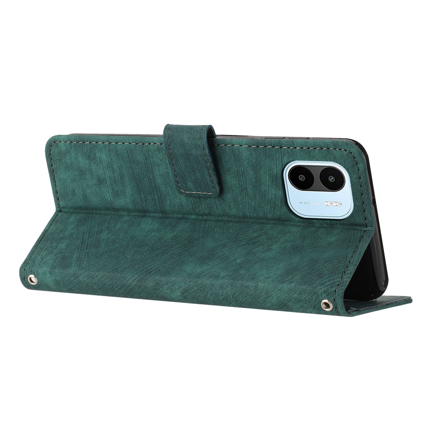 For Xiaomi Redmi A1 4G / A2 4G Skin-touch Leather Phone Case Lines Imprinted Stand Phone Wallet Cover