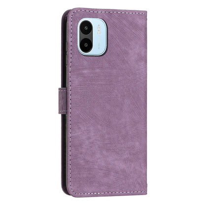 For Xiaomi Redmi A1 4G / A2 4G Skin-touch Leather Phone Case Lines Imprinted Stand Phone Wallet Cover