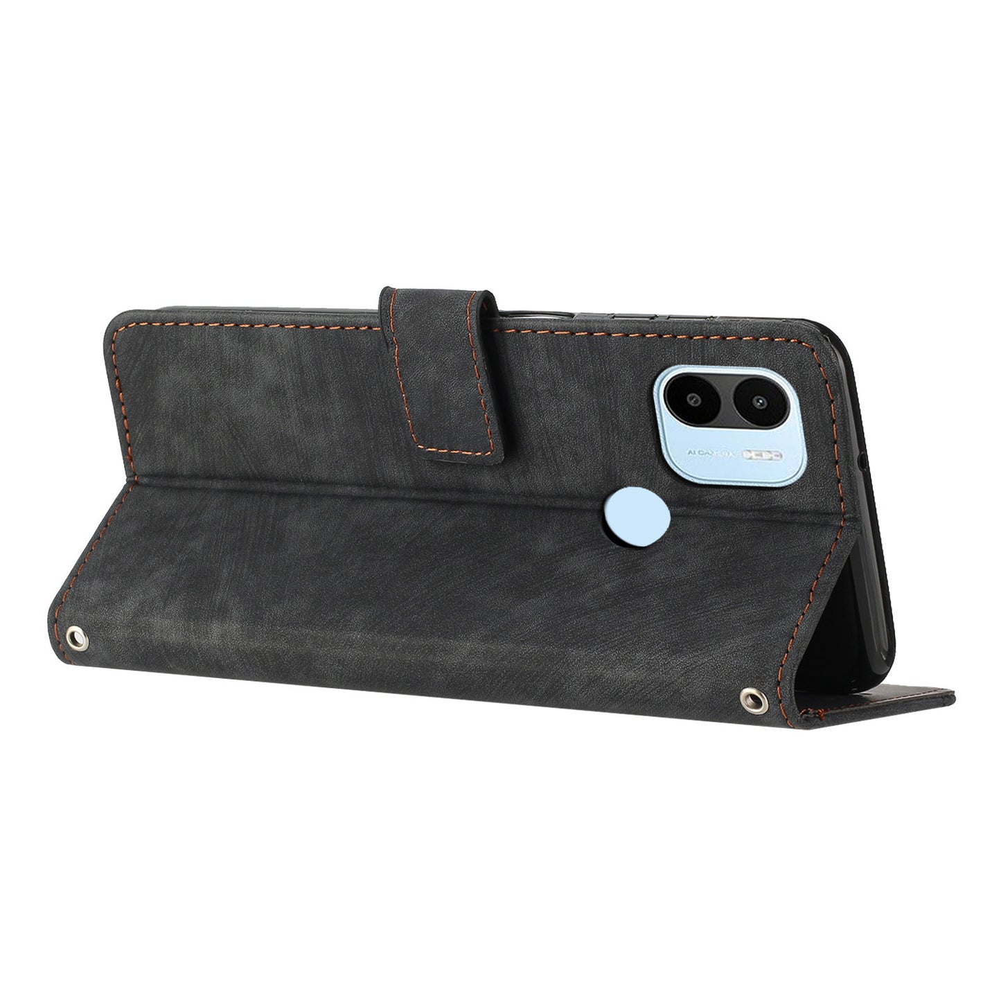 For Xiaomi Redmi A1+ 4G / A2+ 4G / Poco C50 4G Drop-proof Lines Imprint Phone Case Leather Wallet Stand Cover