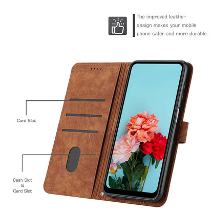 For Xiaomi Redmi A1+ 4G / A2+ 4G / Poco C50 4G Drop-proof Lines Imprint Phone Case Leather Wallet Stand Cover