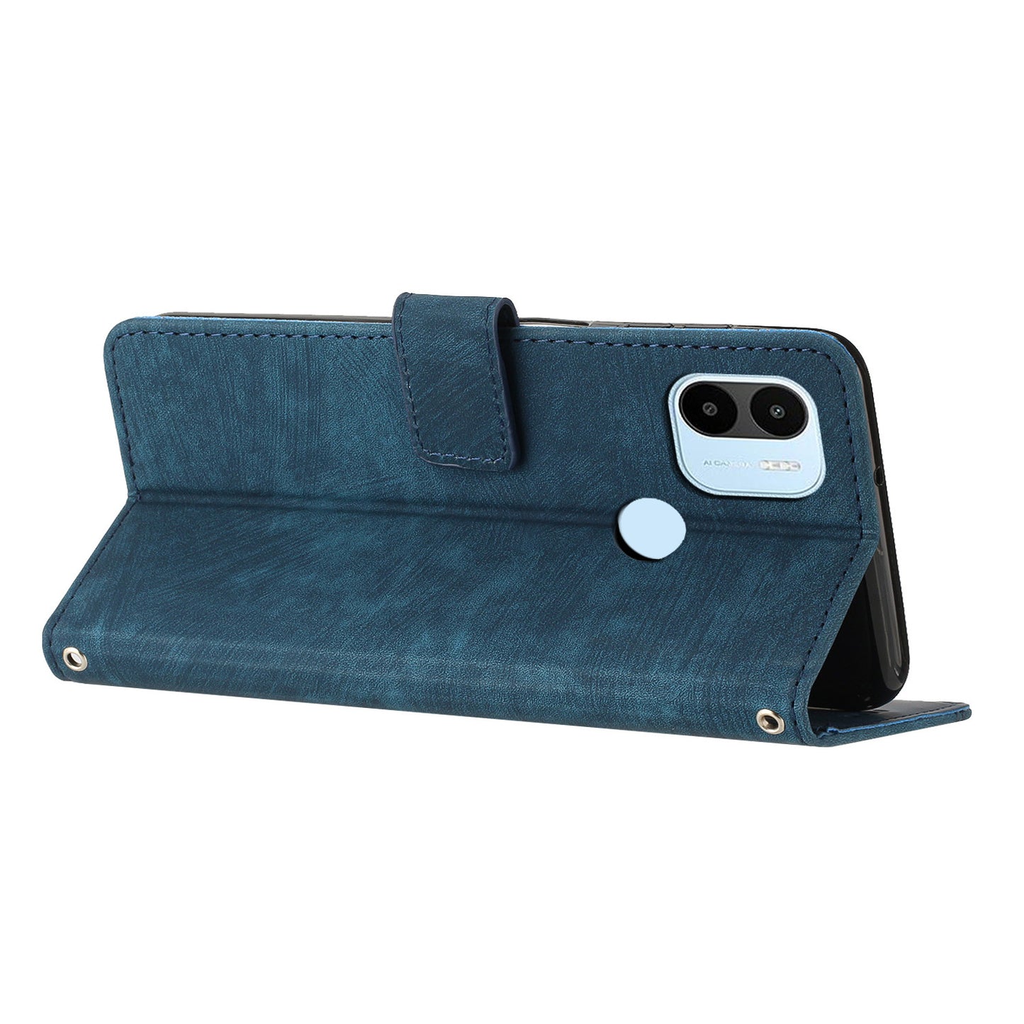 For Xiaomi Redmi A1+ 4G / A2+ 4G / Poco C50 4G Drop-proof Lines Imprint Phone Case Leather Wallet Stand Cover