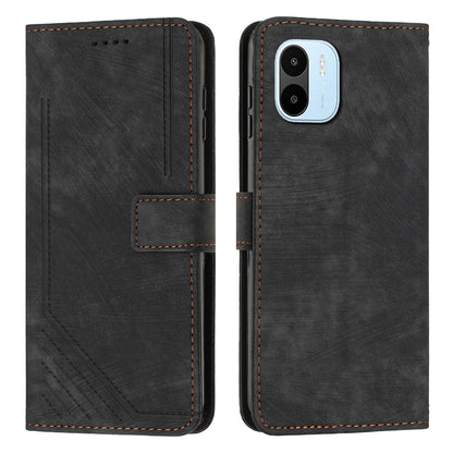 For Xiaomi Redmi A1 4G / A2 4G PU Leather Wallet Case Lines Imprinted Magnetic Closure Stand Phone Cover