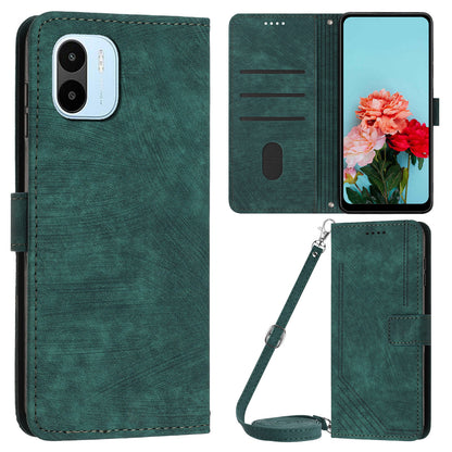 For Xiaomi Redmi A1 4G / A2 4G PU Leather Wallet Case Lines Imprinted Magnetic Closure Stand Phone Cover