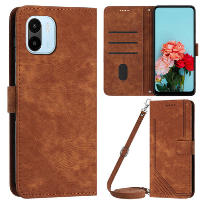 For Xiaomi Redmi A1 4G / A2 4G PU Leather Wallet Case Lines Imprinted Magnetic Closure Stand Phone Cover
